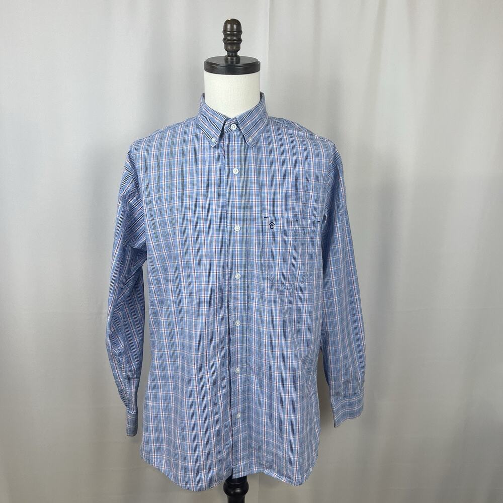 Rafter C Mens Long Sleeve Button Up Shirt Large Outdoor Work Cotton Poly Plaid
